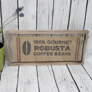 Farmhouse Style Home Decor Burlap Coffee Bag Sack Glass Framed Sign